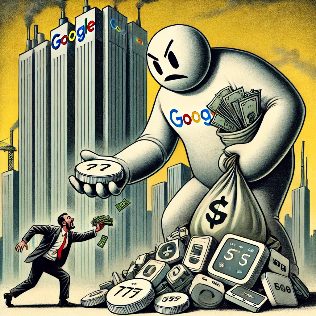 Political cartoon depicting Google's control over smart home devices